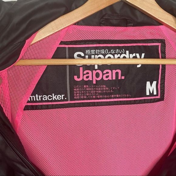 Superdry Japan Women's Zip Up Black Pink Windcheater Windbreaker Jacket Size M - Picture 4 of 10